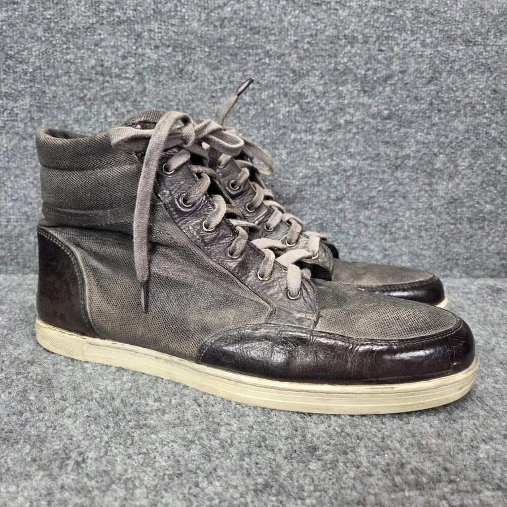 Mens Bed Stu Marcus II Distressed Gray Leather Sneaker Shoes Hi Top Size 13